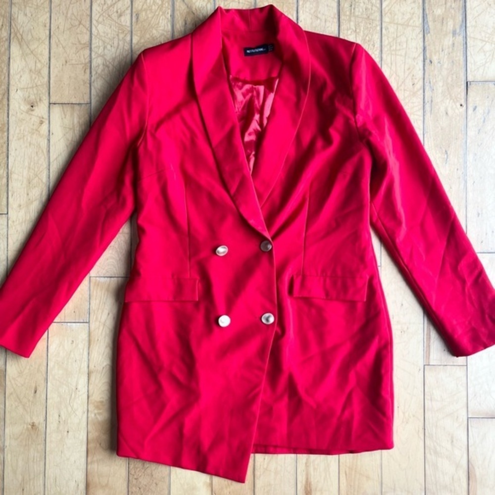 Red Double-Breasted Women's Blazer Jacket